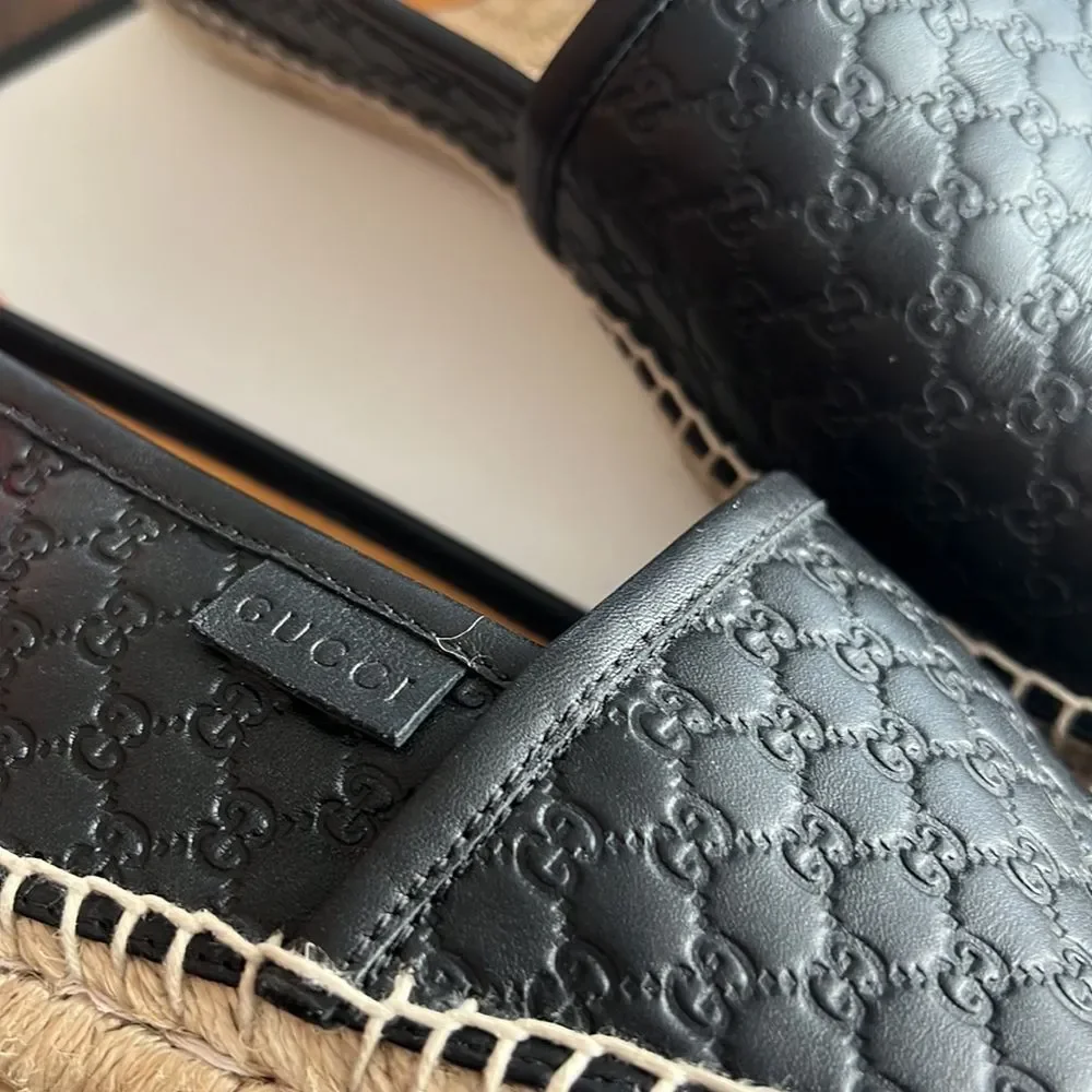 Gucci Black Leather Espadrilles